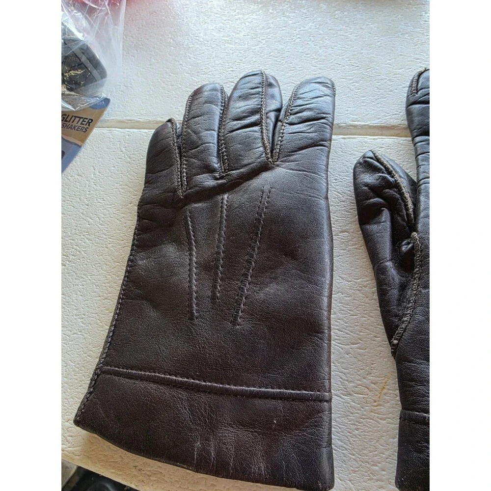 Fownes Leather Gloves Small Brown WPL 9522 Fur Lining Unisex